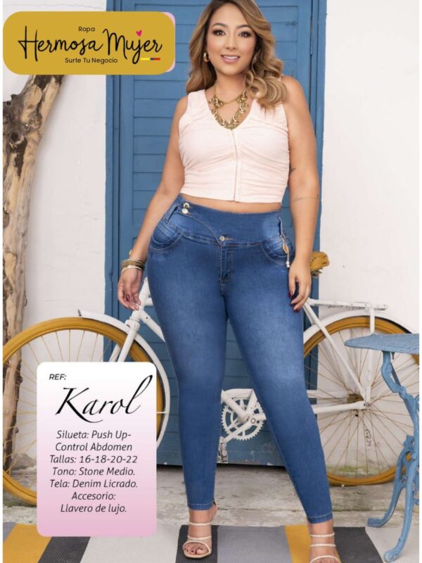 Jean skinny push up pluss con accesorio en la cintura