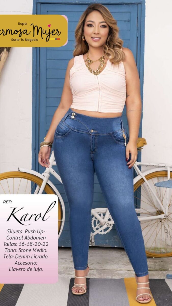 Jean skinny push up pluss con accesorio en la cintura