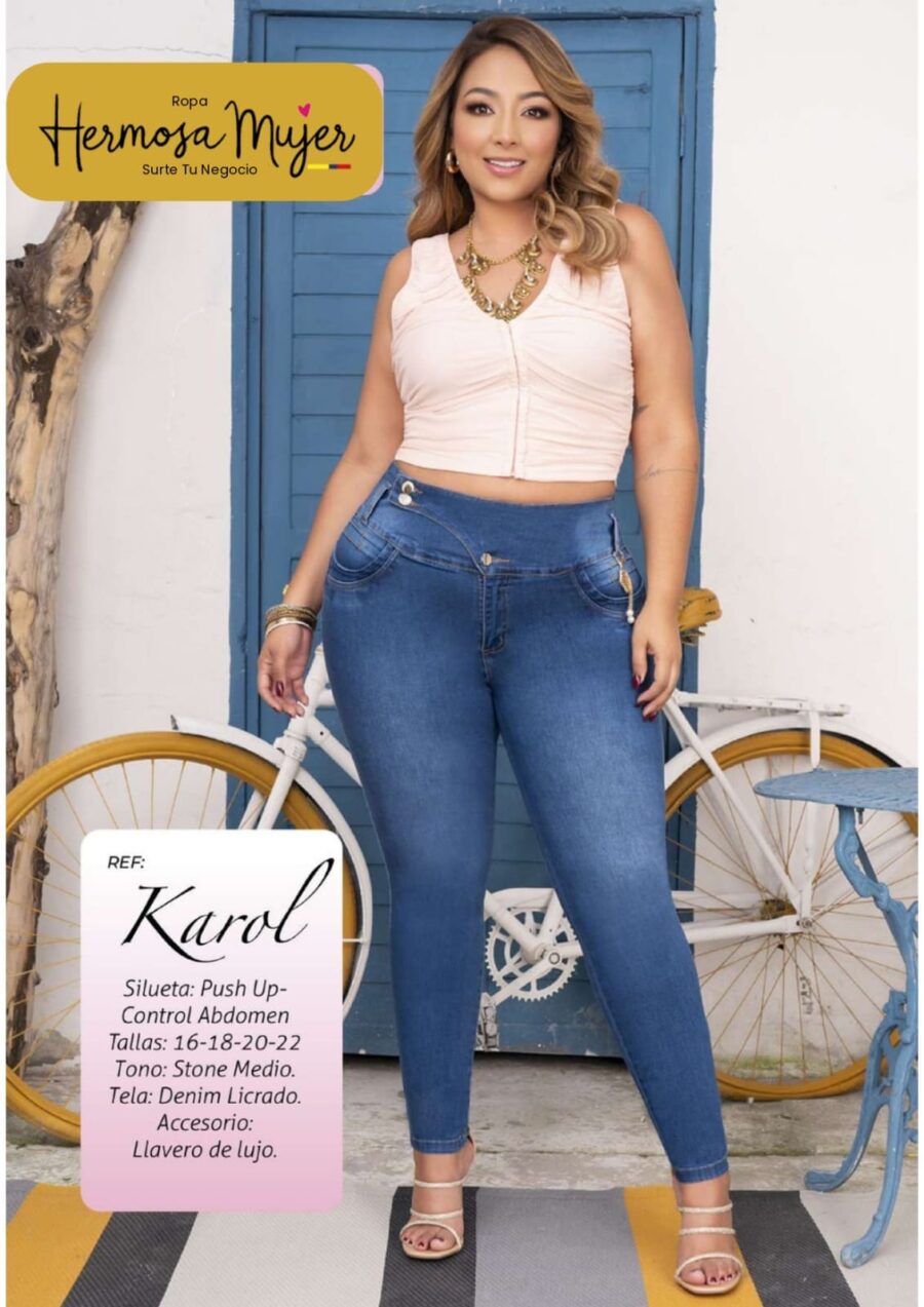 Jean skinny push up pluss con accesorio en la cintura
