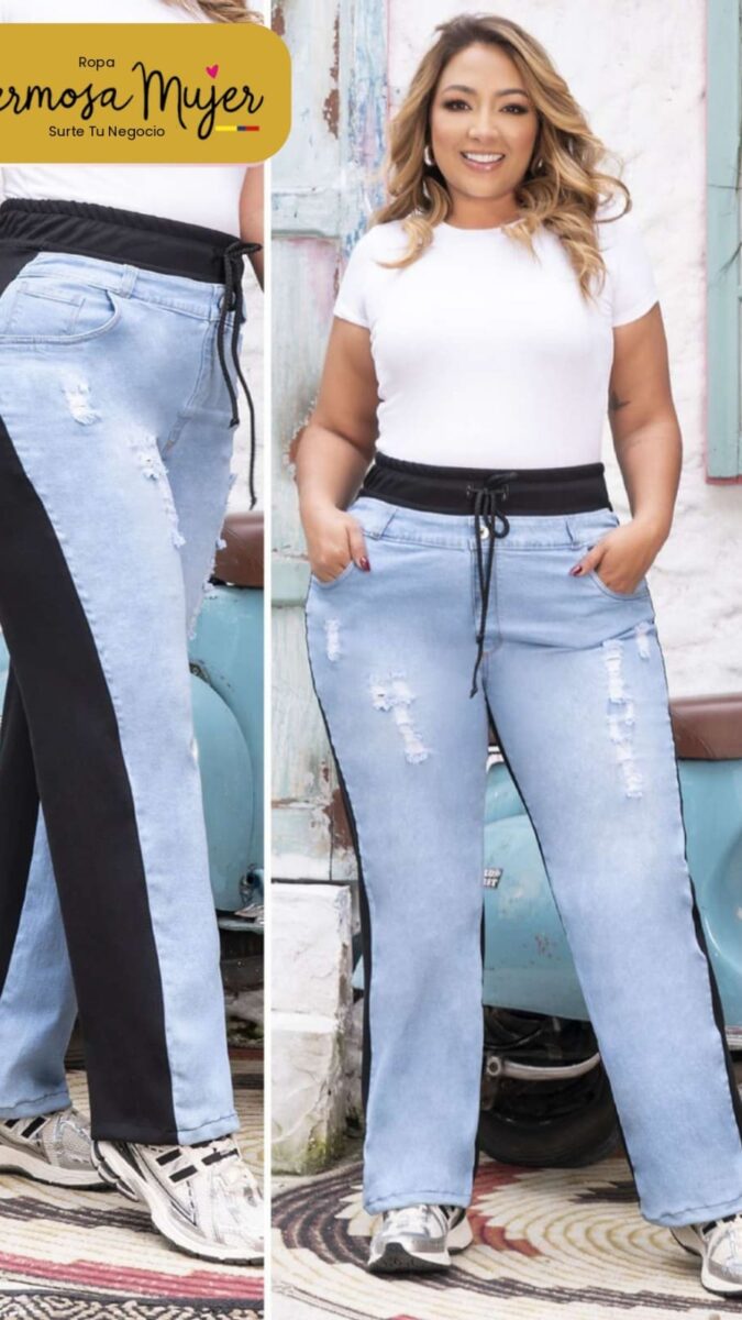 Jean tipo jogger combinado