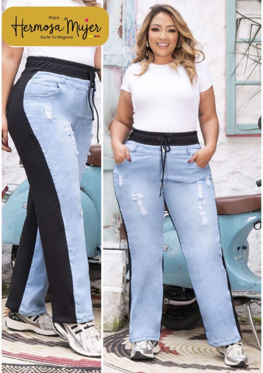Jean tipo jogger combinado