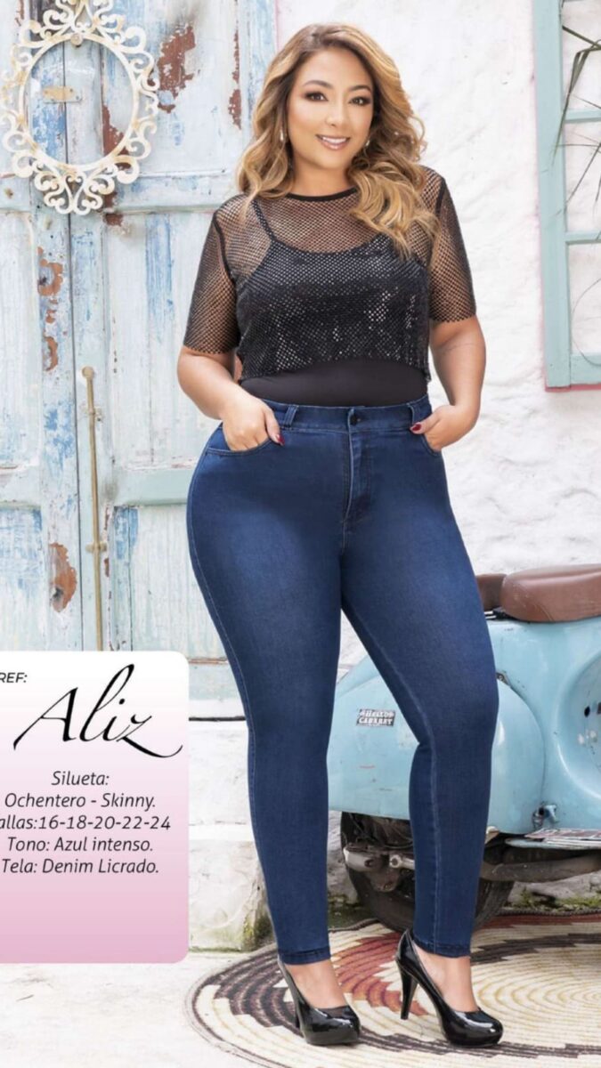 Jean push up pluss skinny con bolsillos en mezclilla