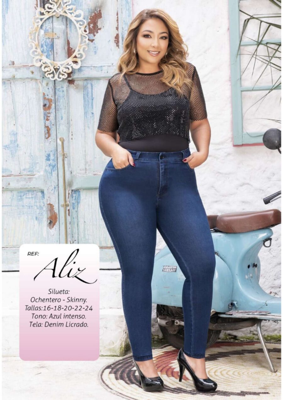 Jean push up pluss skinny con bolsillos en mezclilla