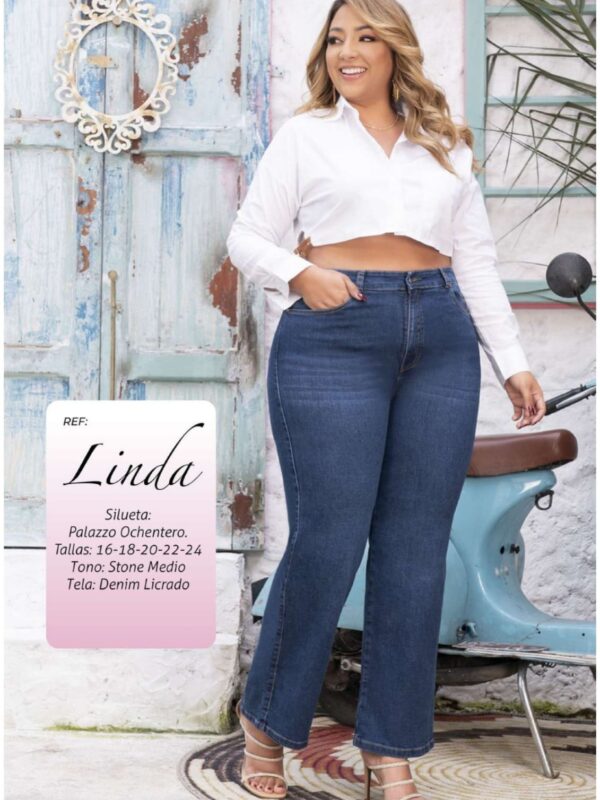 Jean push up pluss palazzo ochentero mezclilla