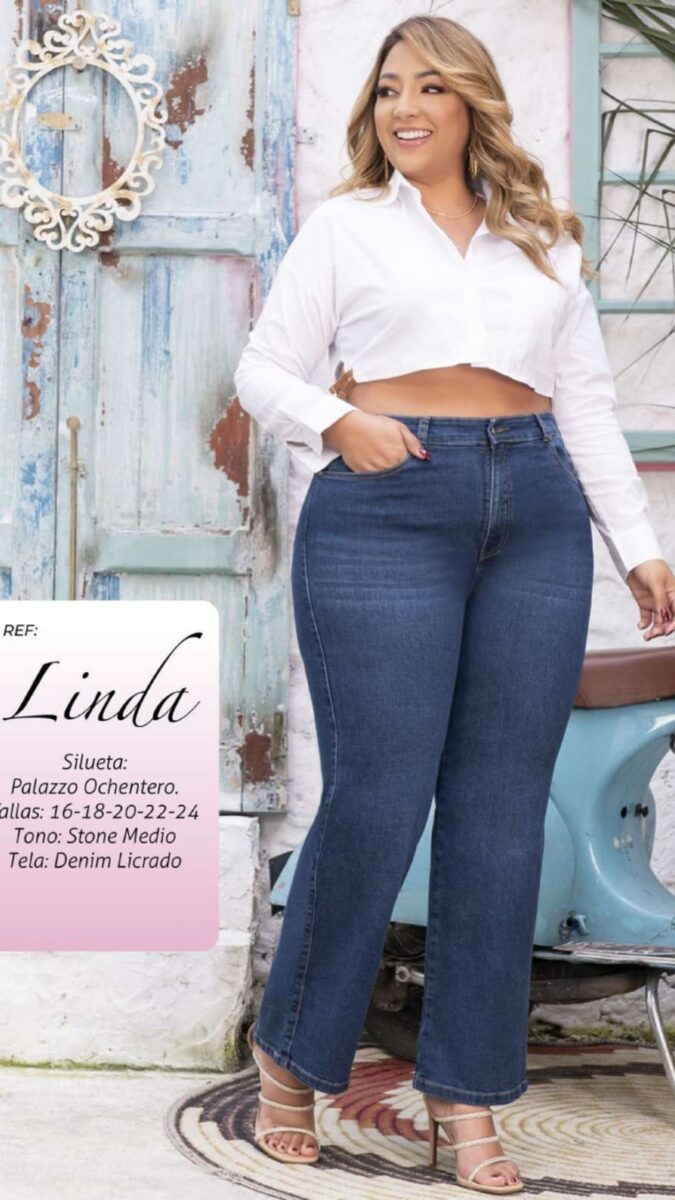 Jean push up pluss palazzo ochentero mezclilla