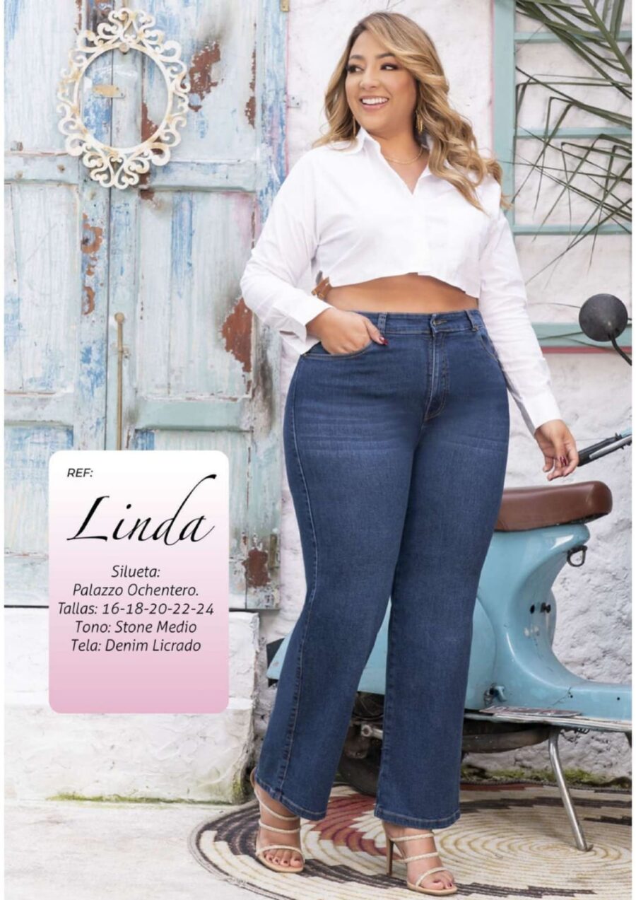 Jean push up pluss palazzo ochentero mezclilla