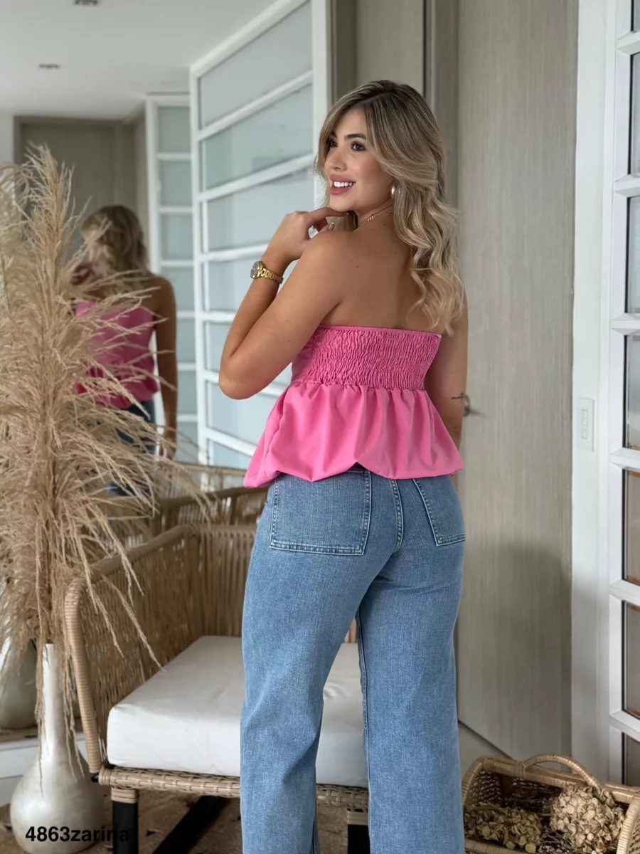 Blusa corta estilo globo con escote corazón - Image 2