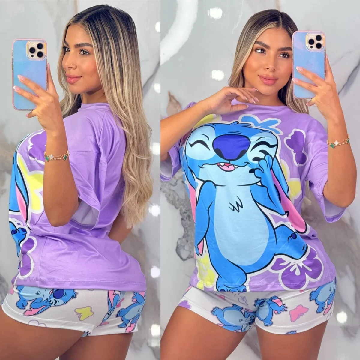 Pijama de Dos Piezas con Diseño de Stitch Talla Unica