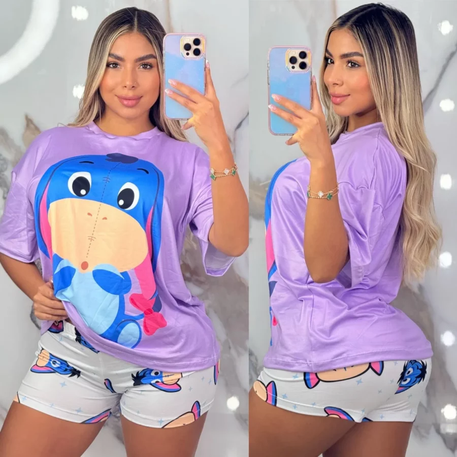 Pijama de Dos Piezas con Diseño de Burro Talla Unica
