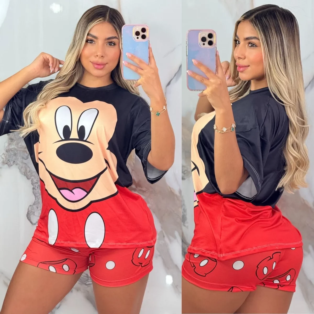 Pijama Short con Diseño de Mickey Mouse Talla Unica