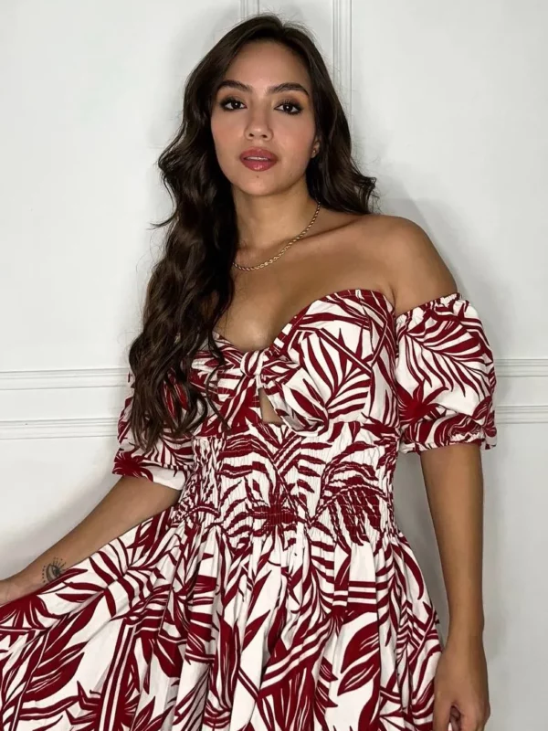 Vestido corto strapless con mangas para mujer