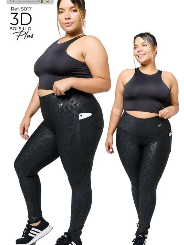 Leggings deportivos negros de mujer de alta elasticidad con textura de serpiente
