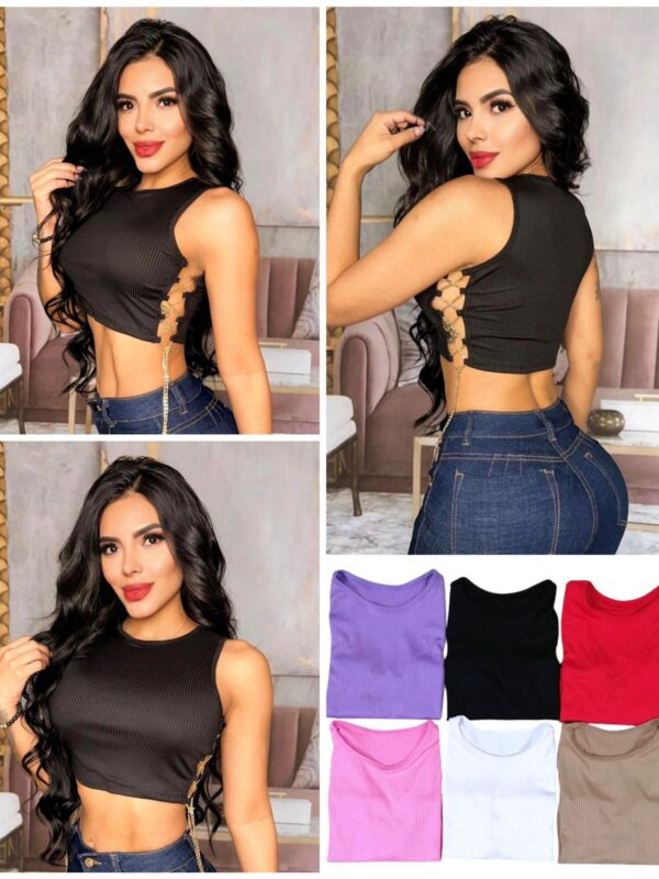 Crop top eva con diseño de encaje lateral