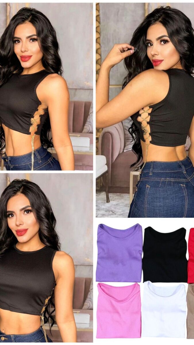 Crop top eva con diseño de encaje lateral