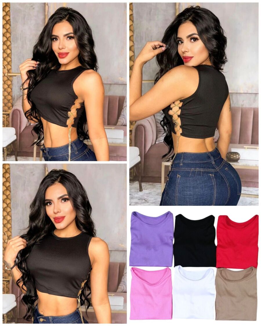 Crop top eva con diseño de encaje lateral