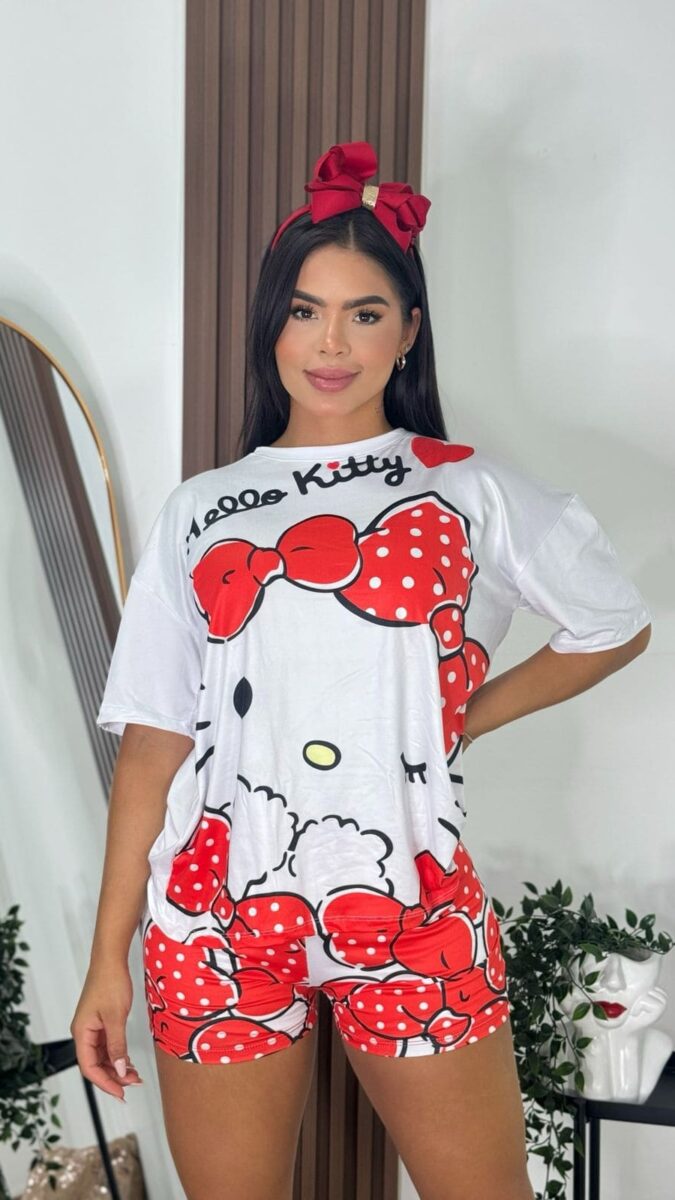 Conjunto de 3 piezas pijama con estampado de Hello Kitty Talla Unica