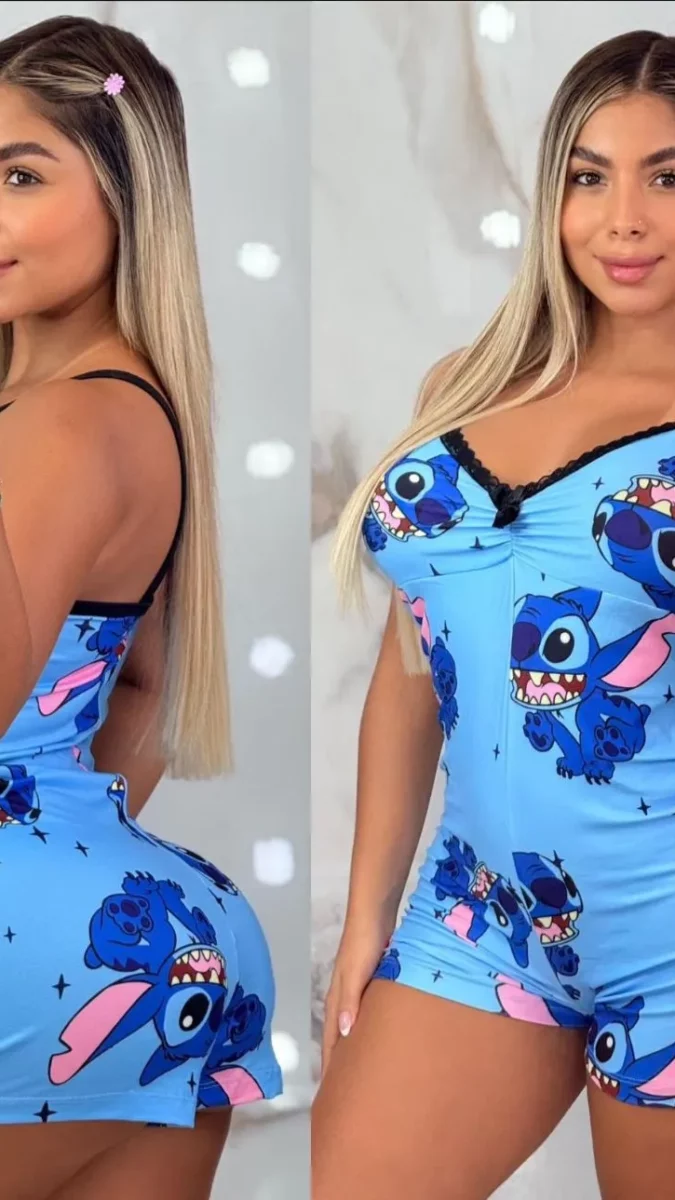 Pijama enteriza con diseño de stitch Talla unica