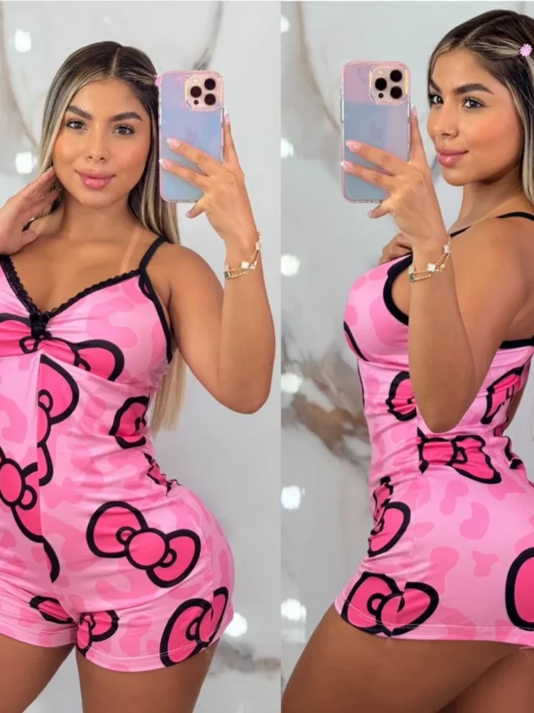 Pijama enteriza con diseño de moños Talla unica