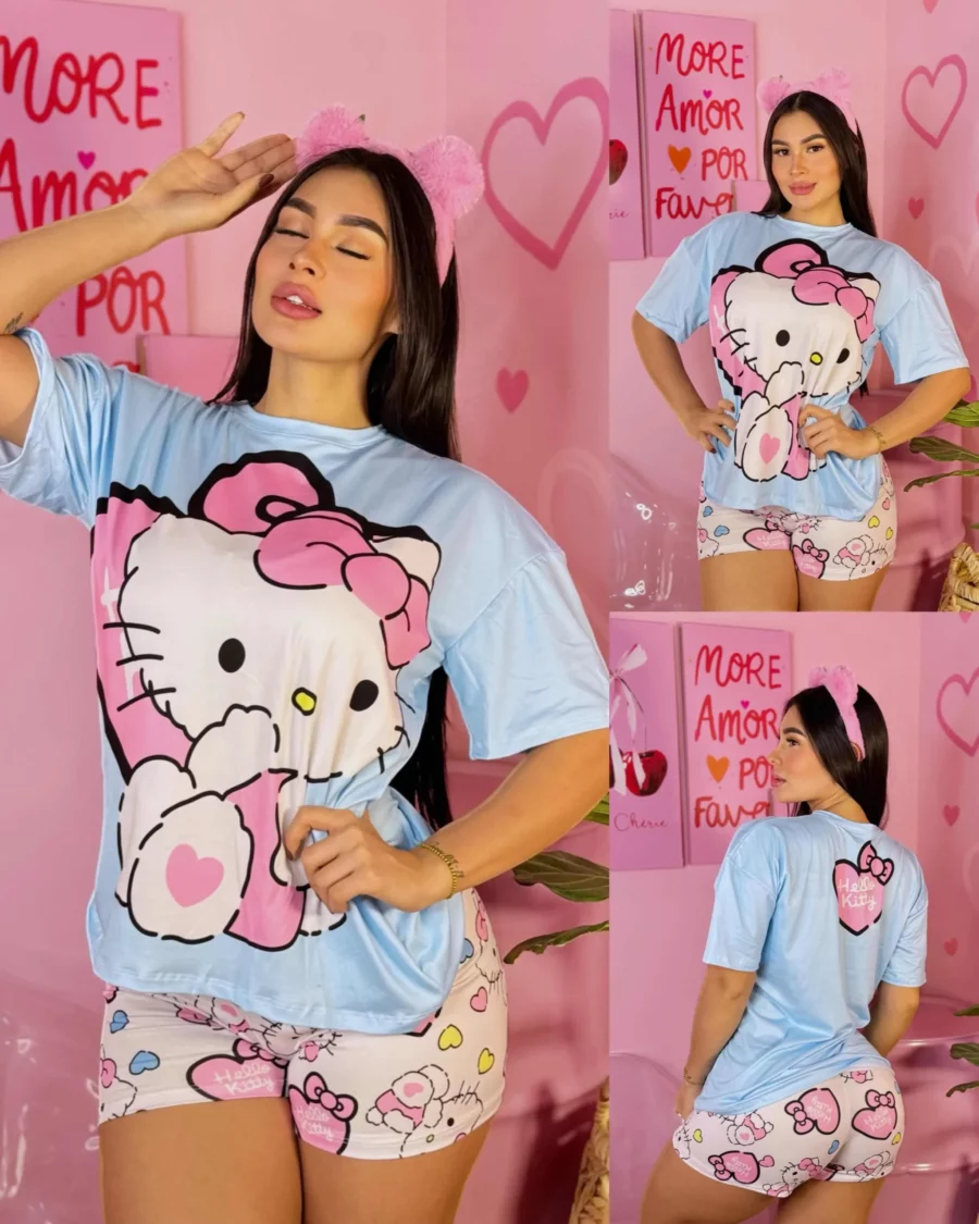 Pijama dos piezas con diseño de Hello Kitty Talla unica