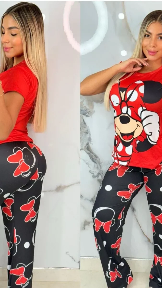 Pijama de dos piezas con diseño de Minnie Mouse Talla unica