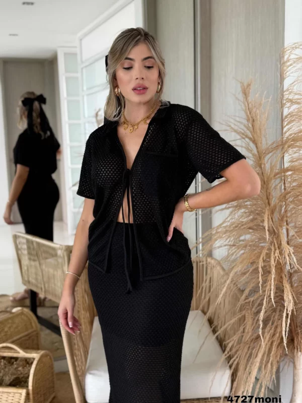 Conjunto de 2 piezas de blusa y falda talla unica para mujer