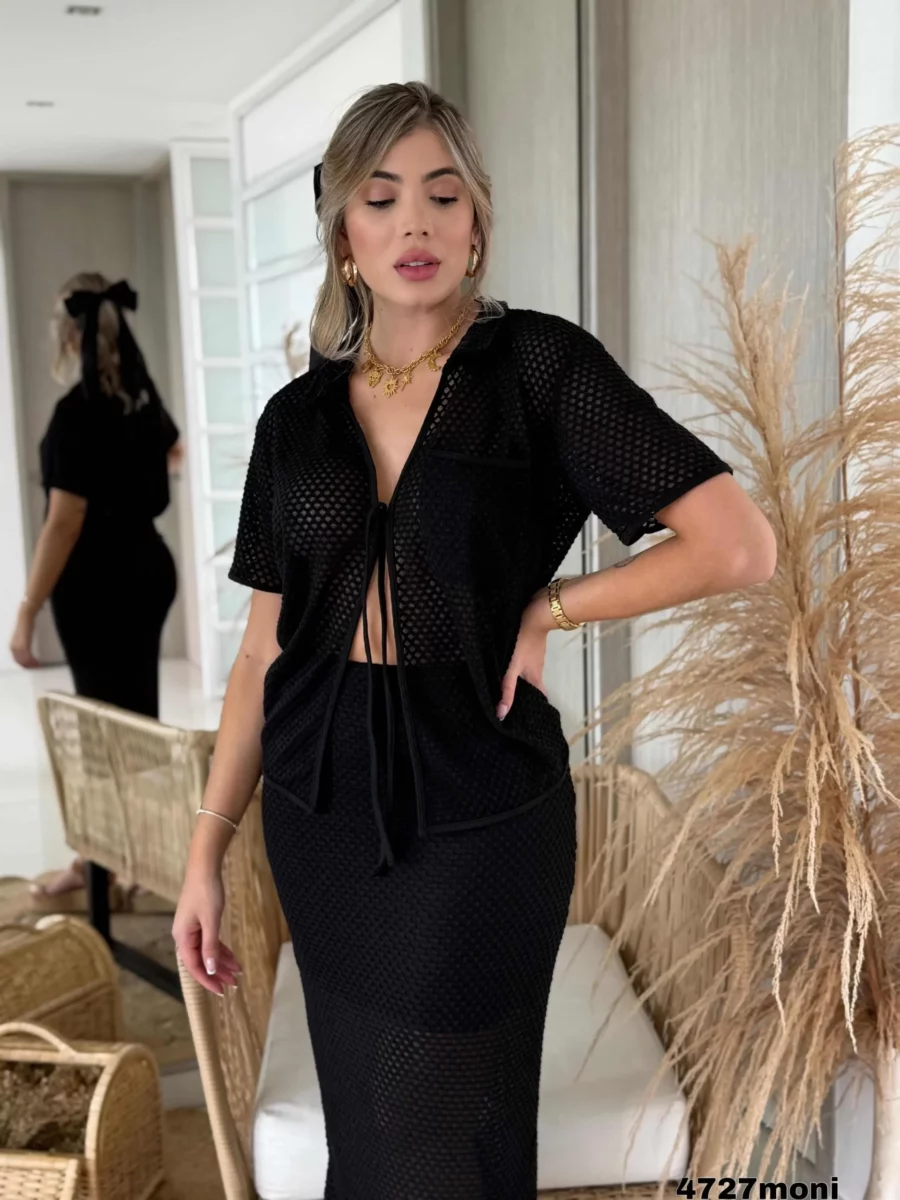 Conjunto de 2 piezas de blusa y falda talla unica para mujer