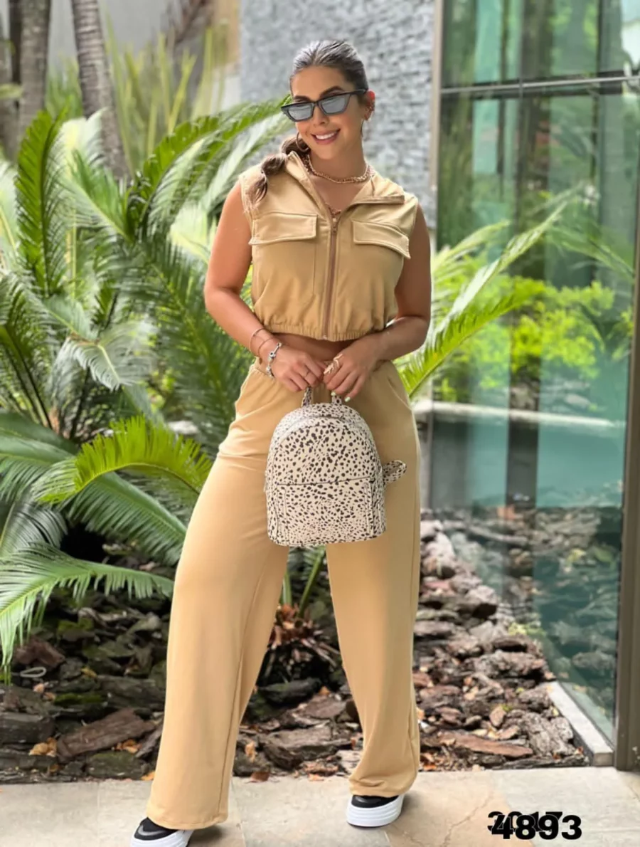 Conjunto de pantalon y chaqueta con cremallera unicolor talla unica - Image 4