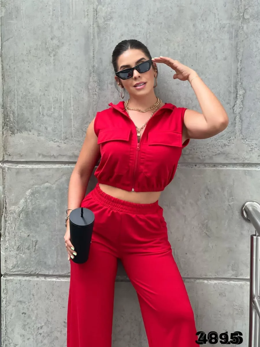 Conjunto de pantalon y chaqueta con cremallera unicolor talla unica - Image 5