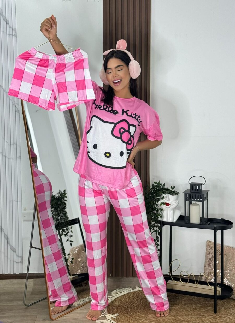 Pijama rosada con estampado de hello kittty