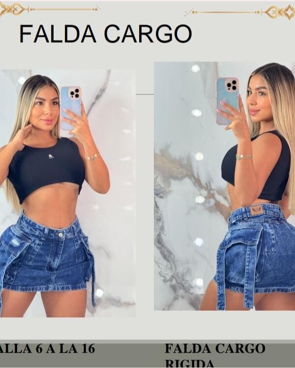 Falda corta en mezclilla con tirantes a los lados