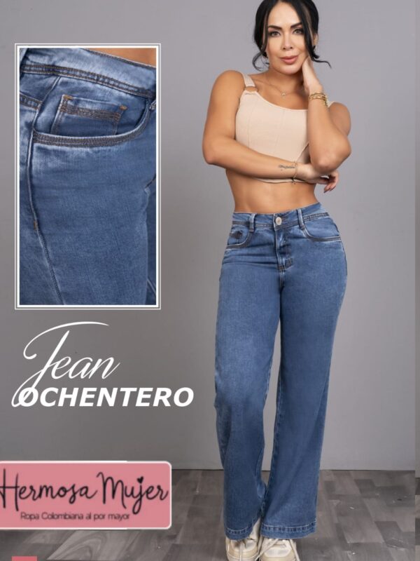 Jean corte clasico push up bota ancha