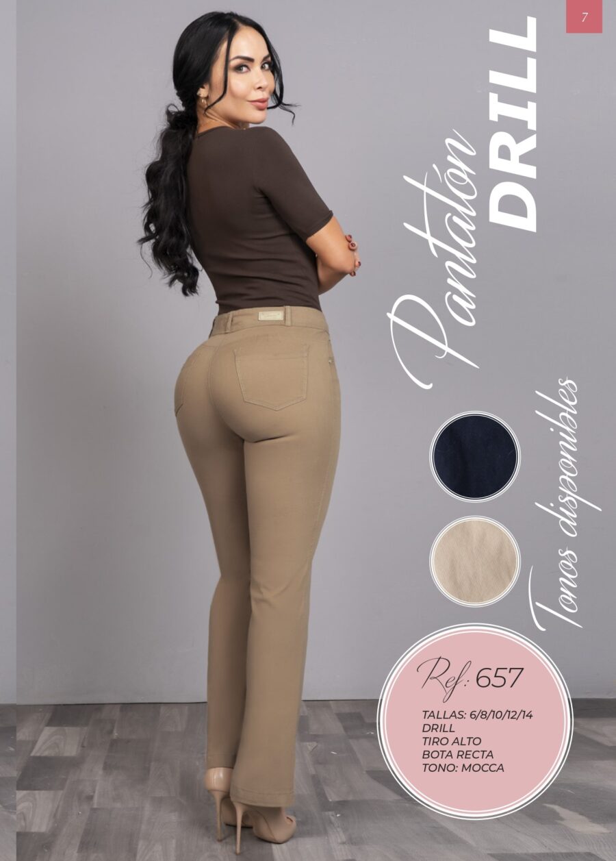 Pantalon formal en drill y en bota ancha - Image 2