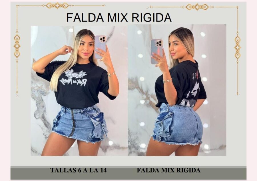 Falda corta con bolsillos tipo cargo en mezclilla