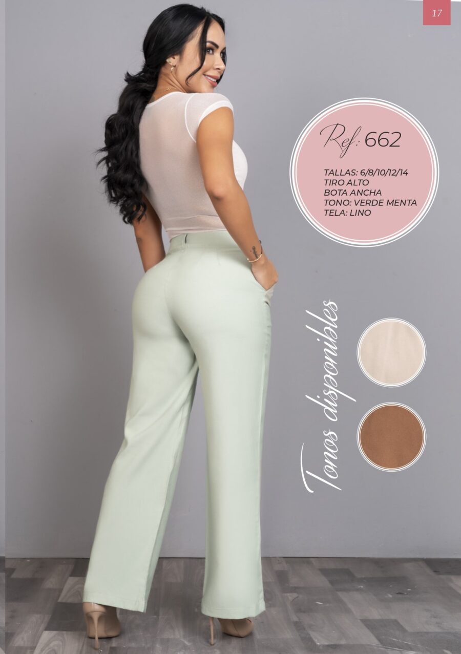 Pantalon elegante y casual bota ancha en tiro alto - Image 2