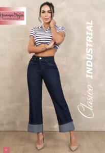 Jean estilo clasico con bota ancha y levanta cola