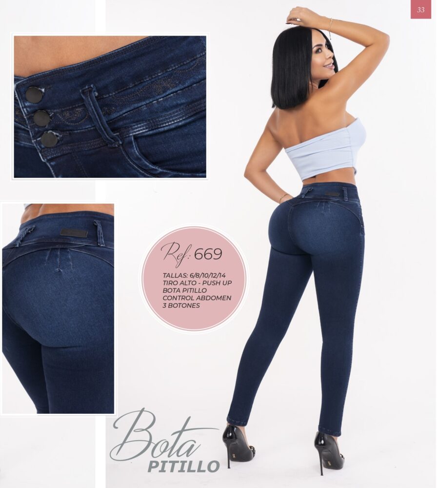 Jean apretado push up con control de abdomen y 3 botones - Image 2
