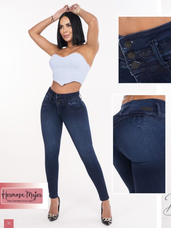 Jean apretado push up con control de abdomen y 3 botones