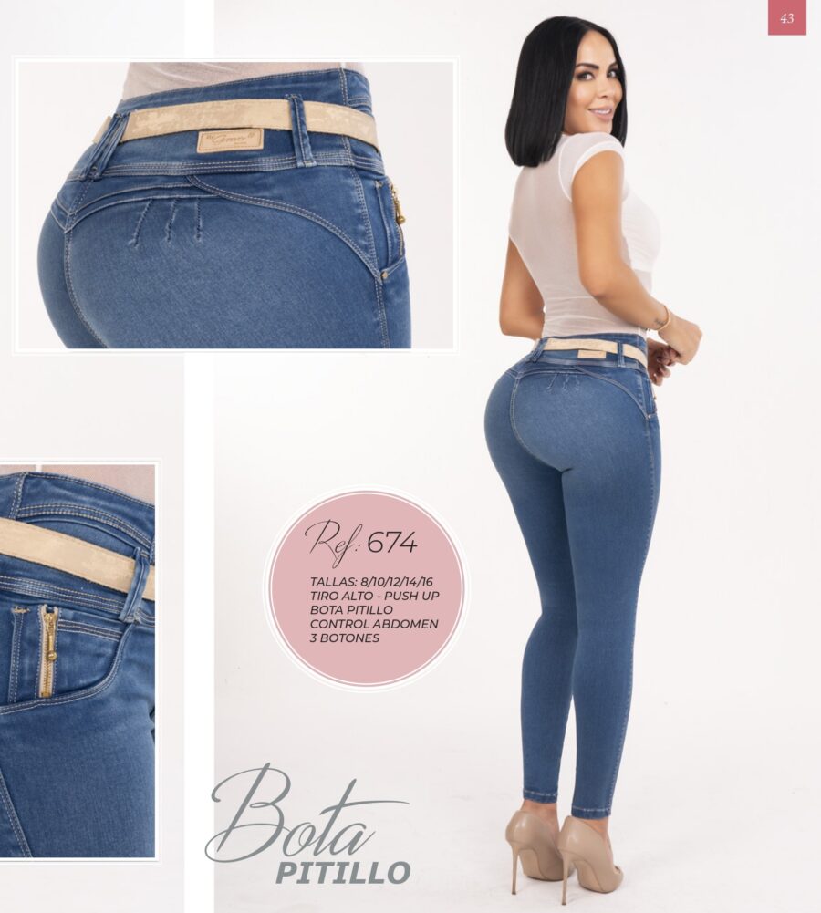 Jean skinny push up con cremallera en los bolsillos - Image 2