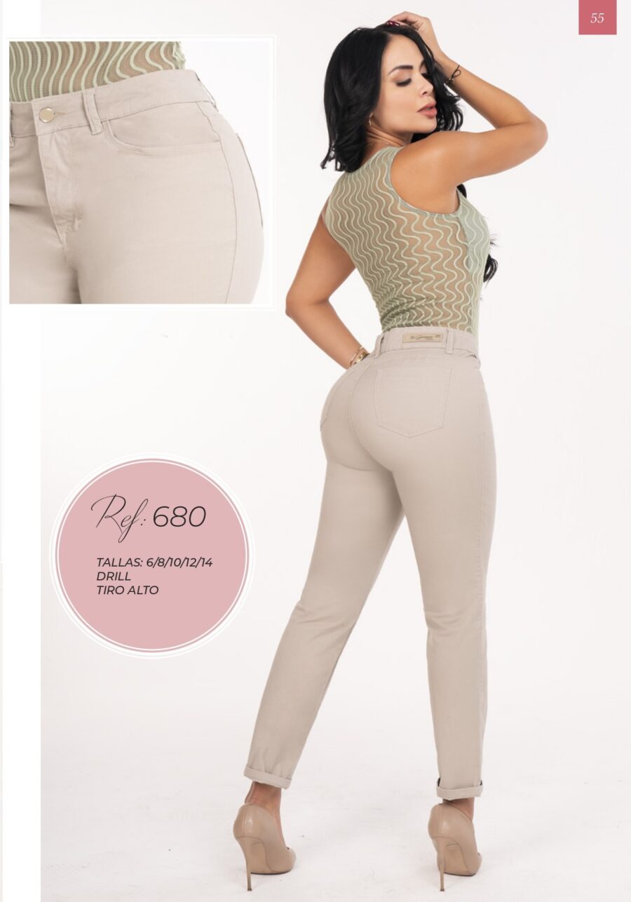 Pantalon skinny con tiro alto en drill - Image 2