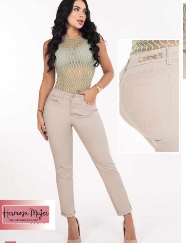 Pantalon skinny con tiro alto en drill
