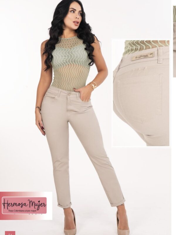 Pantalon skinny con tiro alto en drill