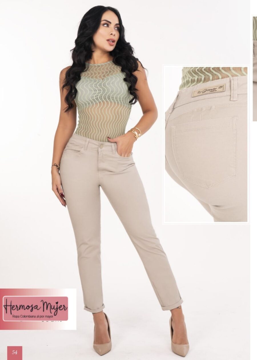 Pantalon skinny con tiro alto en drill