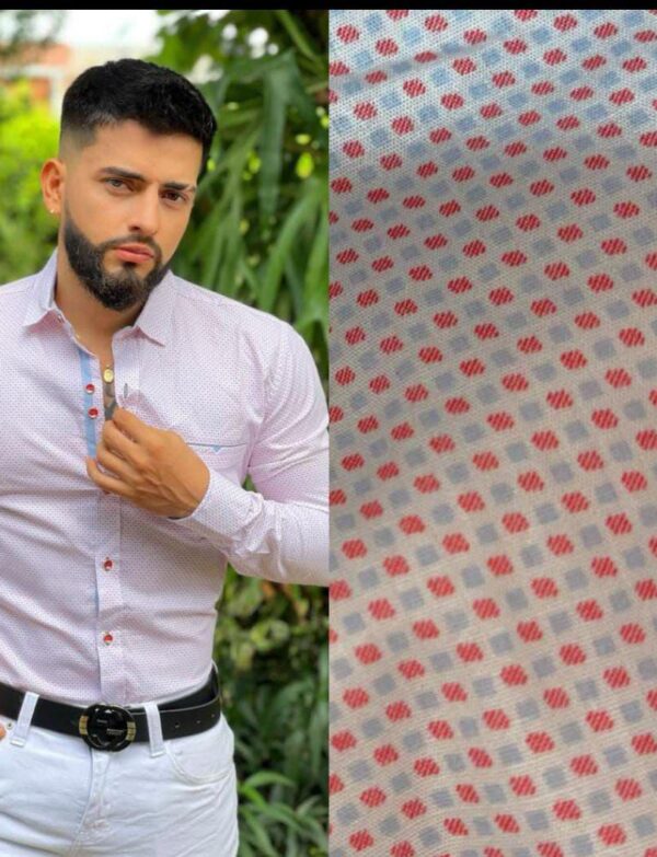 Camisa manga larga con estampado de puntos bicolor