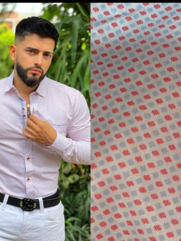 Camisa manga larga con estampado de puntos bicolor