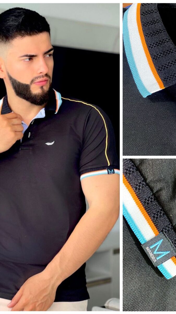 Camiseta de cuello con botones en tela seda fria