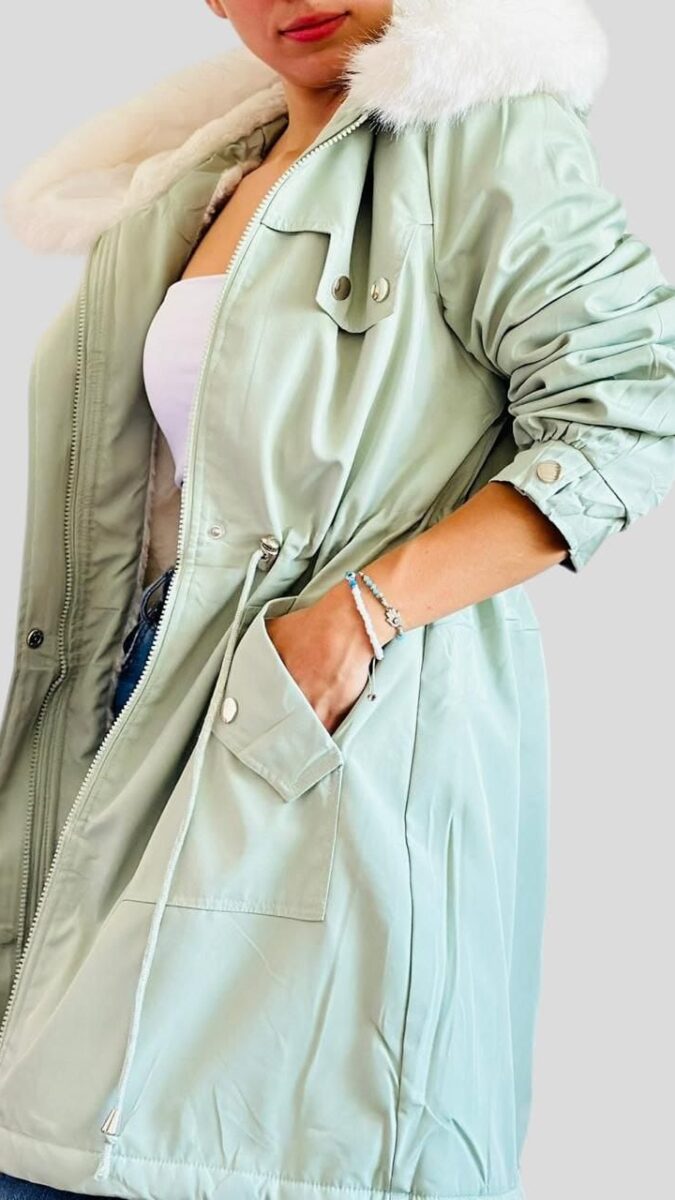Chaqueta larga con interior afelpado