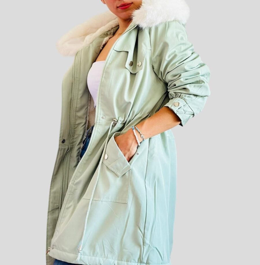 Chaqueta larga con interior afelpado
