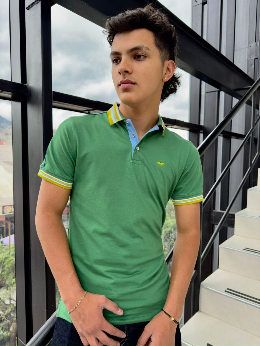 Camiseta en cuello polo con lineas - Image 7