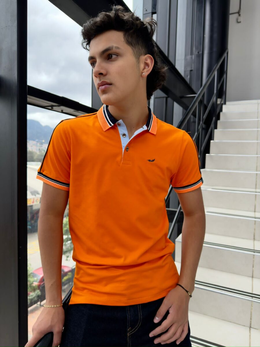 Camiseta en cuello polo con lineas - Image 2