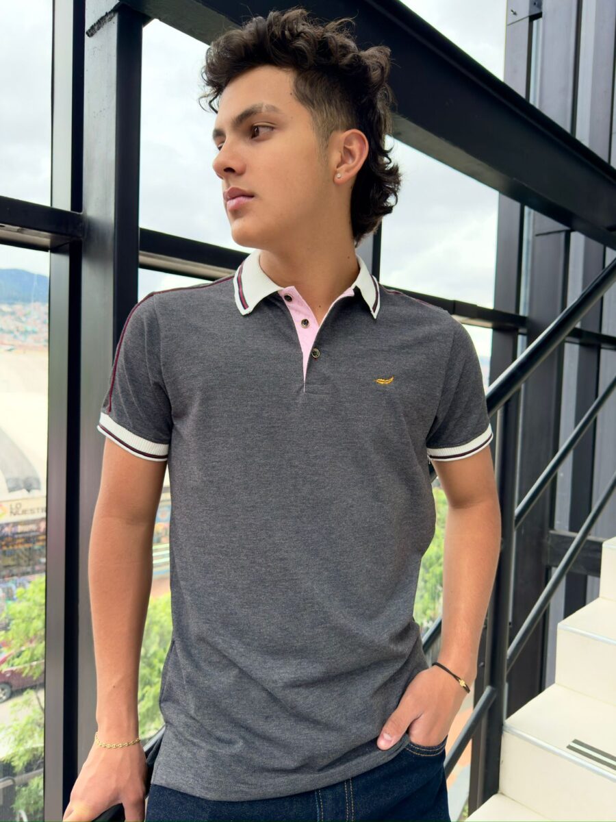 Camiseta en cuello polo con lineas - Image 3